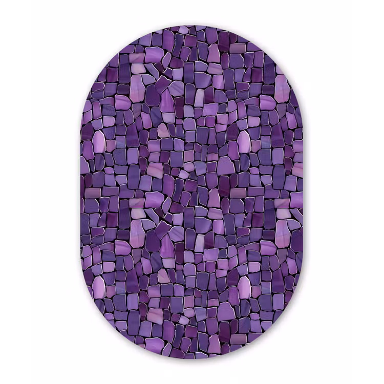 Alu-Dibond-Bild Oval - Lila – Mosaik – Scherben – Stein – Muster — 1