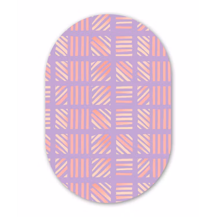 Alu-Dibond-Bild Oval - Lila – Rosa – Geometrisch – Streifen – Blöcke – Muster — 1