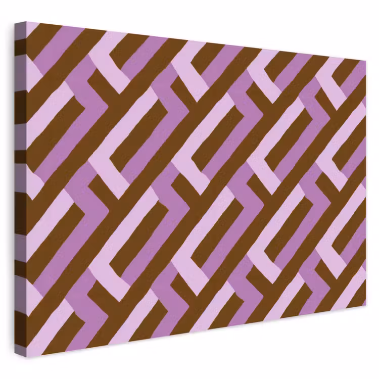 Outdoor Leinwand - Braun – Rosa – Geometrisch – Mäander – Muster — 1