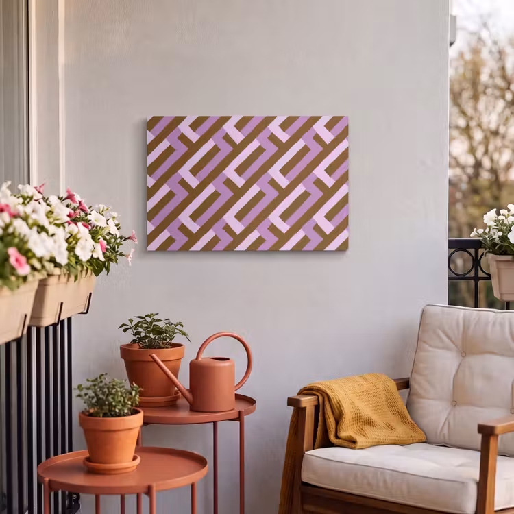 Outdoor Leinwand - Braun – Rosa – Geometrisch – Mäander – Muster — 3