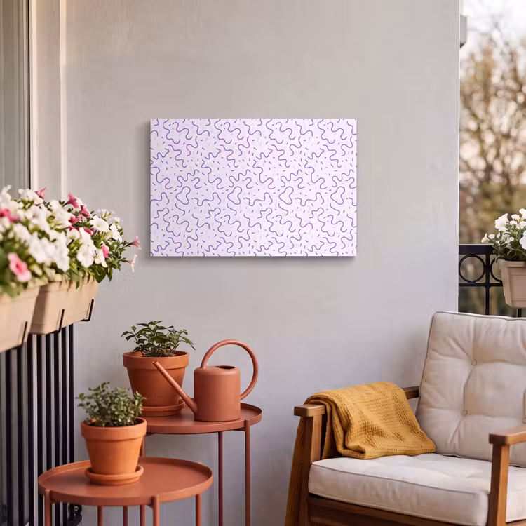Outdoor Leinwand - Lila – Abstrakt – Memphis – Retro – Sprenkel – Muster — 3