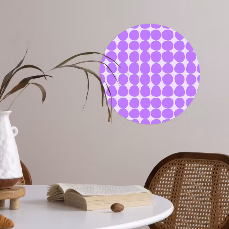 Runde Tapete - Lila – Geometrisch – Punkte – Polka Dot – Muster — 4