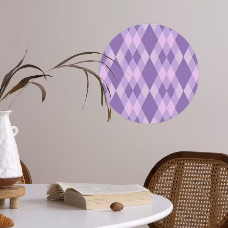 Runde Tapete - Lila – Geometrisch – Rauten – Argyle – Muster — 4