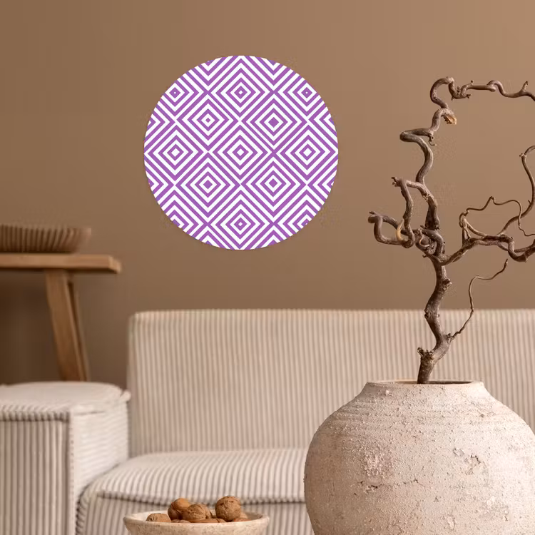 Runde Tapete - Lila – Geometrisch – Rauten – Konzentrisch – Muster — 2