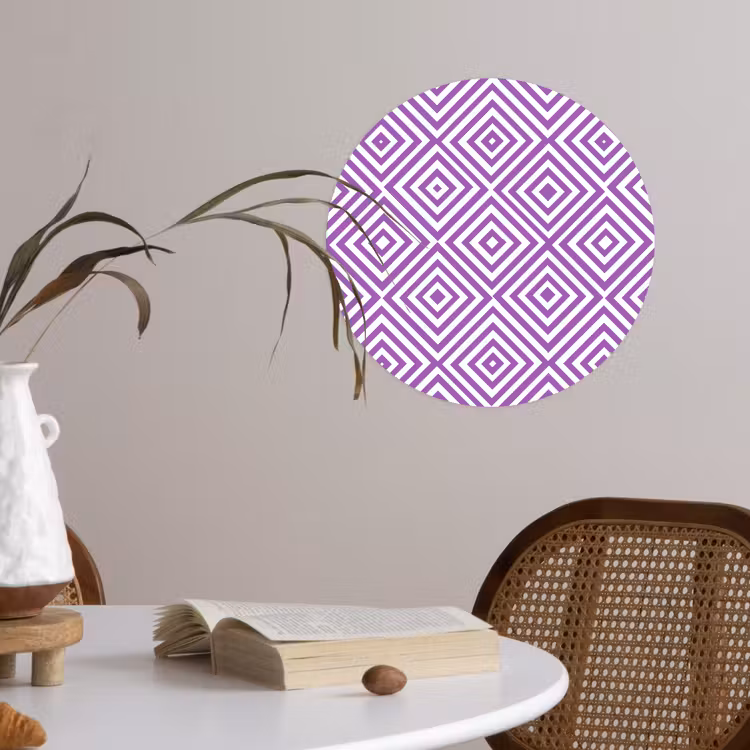 Runde Tapete - Lila – Geometrisch – Rauten – Konzentrisch – Muster — 4