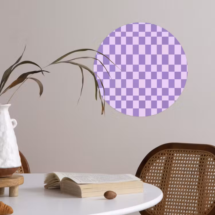 Runde Tapete - Lila – Geometrisch – Schachbrettmuster – Blöcke – Muster — 4