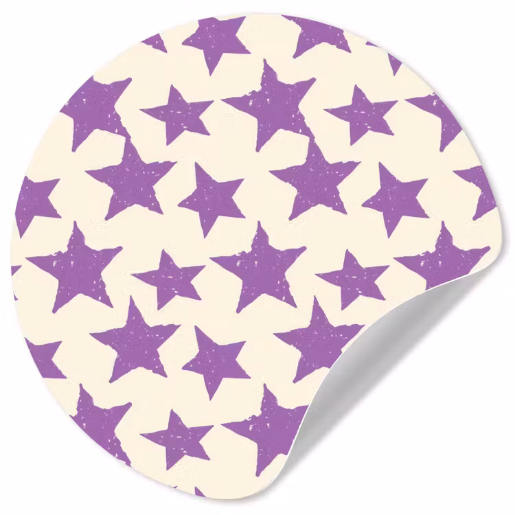 Runde Tapete - Lila – Geometrisch – Sterne – Stempel – Muster — 1