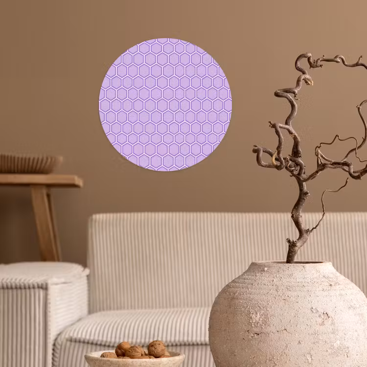 Runde Tapete - Lila – Geometrisch – Wabenmuster – Bienenwabe – Muster — 2