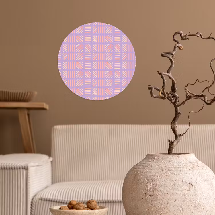 Runde Tapete - Lila – Rosa – Geometrisch – Streifen – Blöcke – Muster — 2