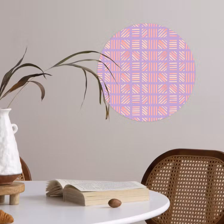 Runde Tapete - Lila – Rosa – Geometrisch – Streifen – Blöcke – Muster — 4
