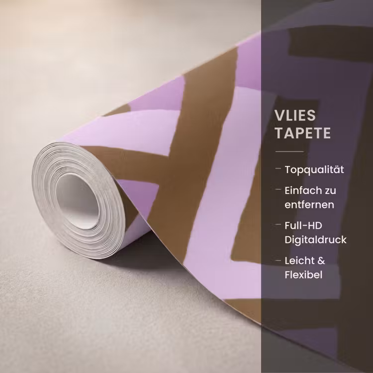 Tapete - Braun – Rosa – Geometrisch – Mäander – Muster — 3