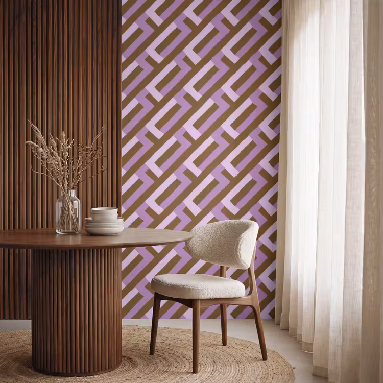 Tapete - Braun – Rosa – Geometrisch – Mäander – Muster — 4