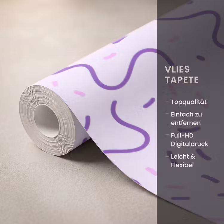 Tapete - Lila – Abstrakt – Memphis – Retro – Sprenkel – Muster — 3