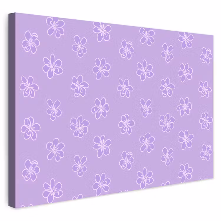 Outdoor Leinwand - Lila – Botanisch – Blumen – Handgezeichnet – Muster — 1