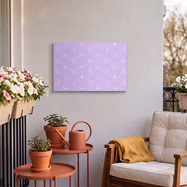 Outdoor Leinwand - Lila – Botanisch – Blumen – Handgezeichnet – Muster — 3