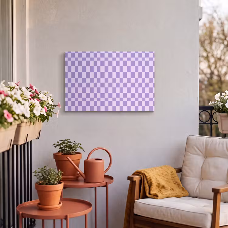 Outdoor Leinwand - Lila – Geometrisch – Schachbrettmuster – Blöcke – Muster — 3