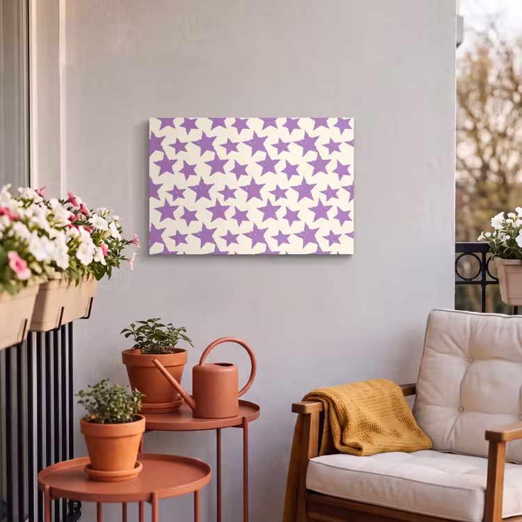 Outdoor Leinwand - Lila – Geometrisch – Sterne – Stempel – Muster — 3