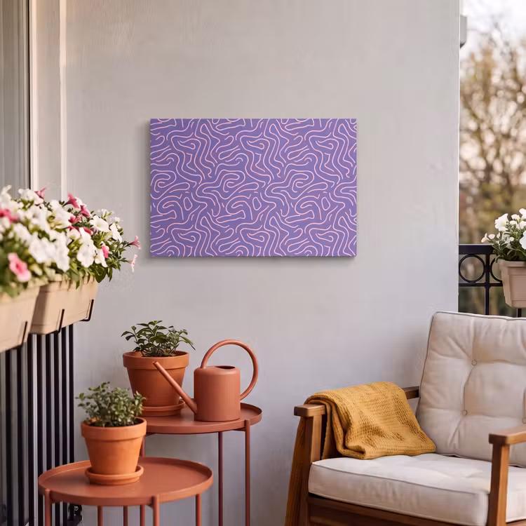 Outdoor Leinwand - Lila – Rosa – Abstrakt – Linien – Labyrinth – Muster — 3