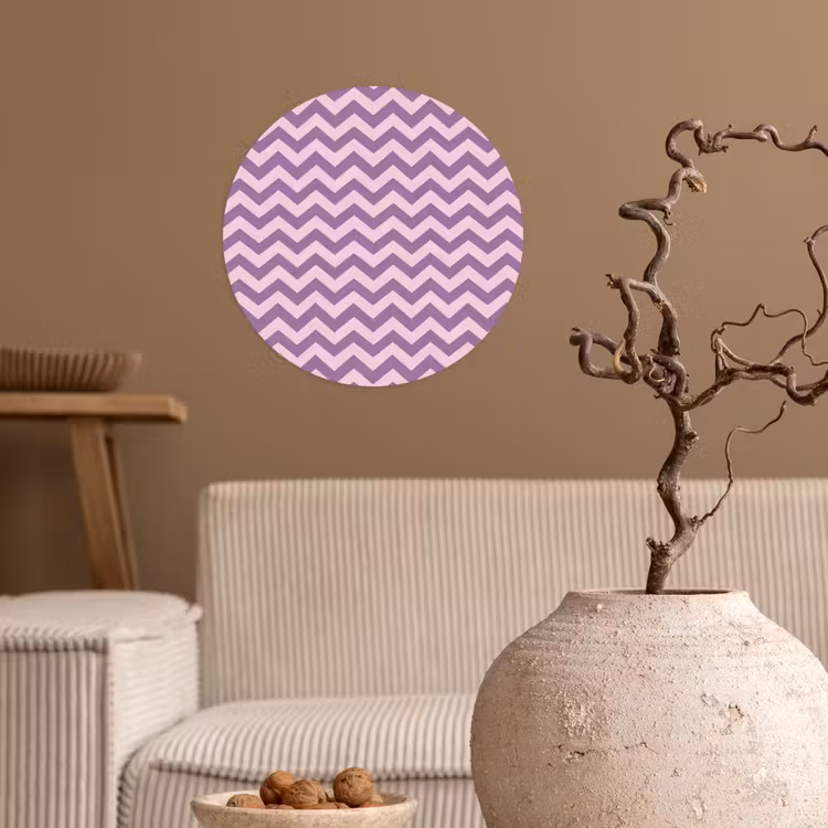 Runde Tapete - Lila – Rosa – Geometrisch – Chevron – Zickzack – Muster — 2
