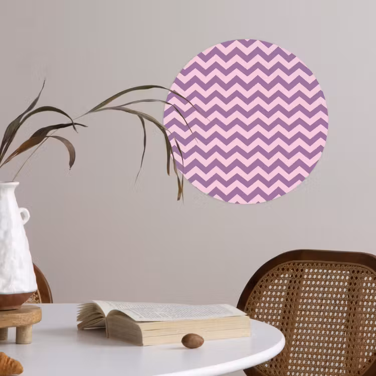 Runde Tapete - Lila – Rosa – Geometrisch – Chevron – Zickzack – Muster — 4