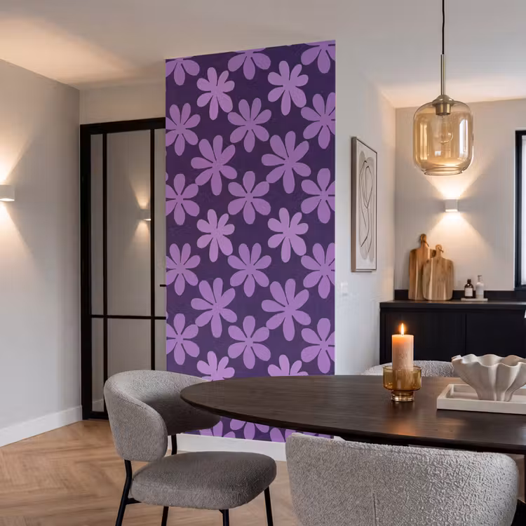 Tapete - Lila – Botanisch – Blumen – Retro – Muster — 5