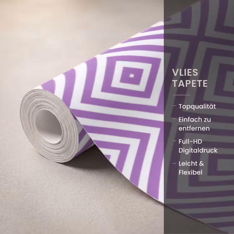 Tapete - Lila – Geometrisch – Rauten – Konzentrisch – Muster — 3