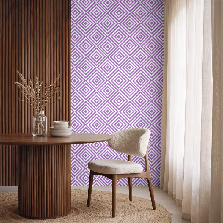 Tapete - Lila – Geometrisch – Rauten – Konzentrisch – Muster — 4