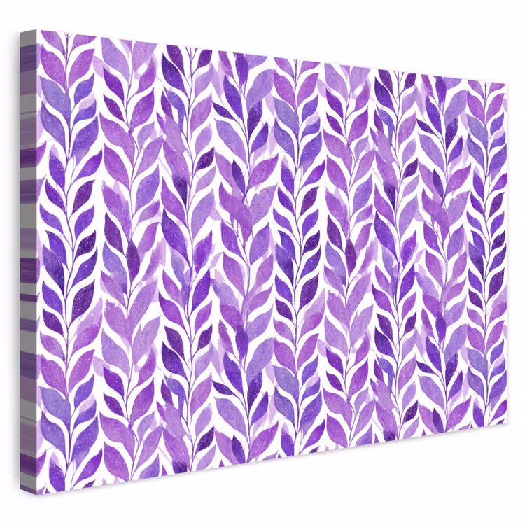 Outdoor Leinwand - Lila – Botanisch – Blätter – Aquarell – Zweige – Muster — 1