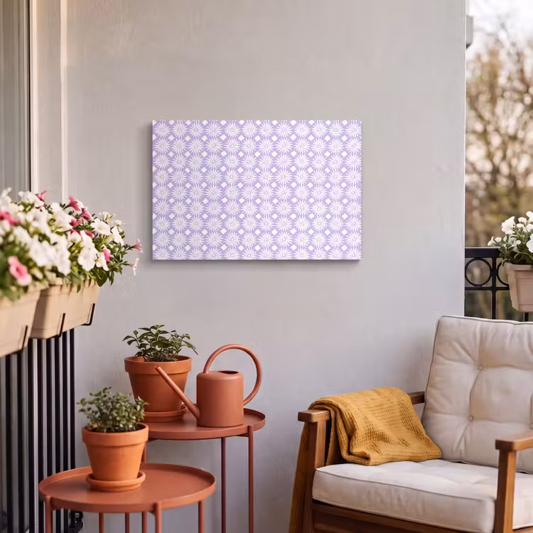 Outdoor Leinwand - Lila – Botanisch – Blumen – Gänseblümchen – Muster — 3