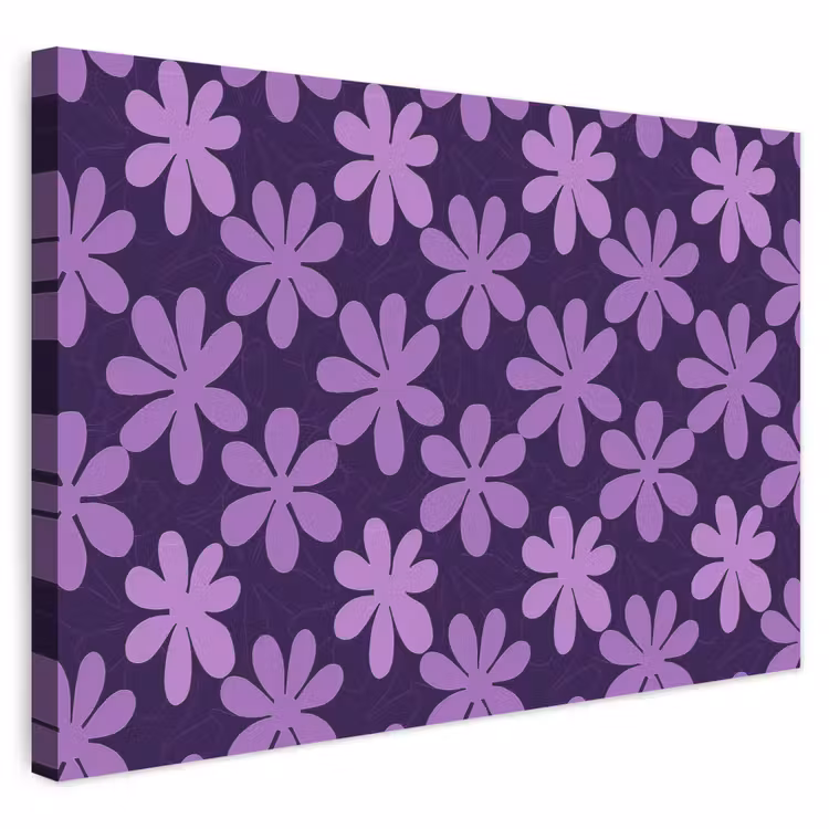 Outdoor Leinwand - Lila – Botanisch – Blumen – Retro – Muster — 1