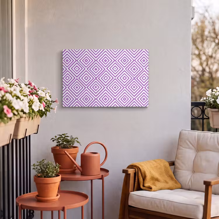Outdoor Leinwand - Lila – Geometrisch – Rauten – Konzentrisch – Muster — 3