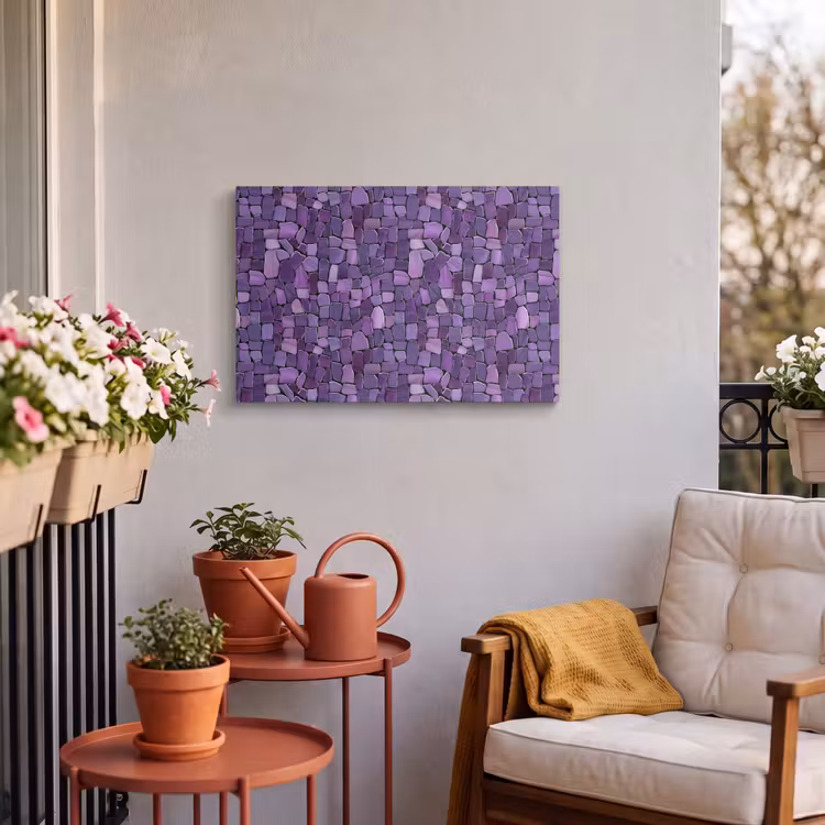 Outdoor Leinwand - Lila – Mosaik – Scherben – Stein – Muster — 3