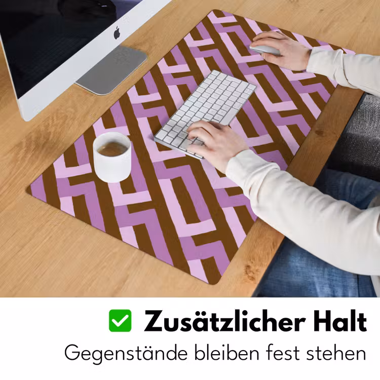 Schreibtischunterlage - Braun – Rosa – Geometrisch – Mäander – Muster — 3