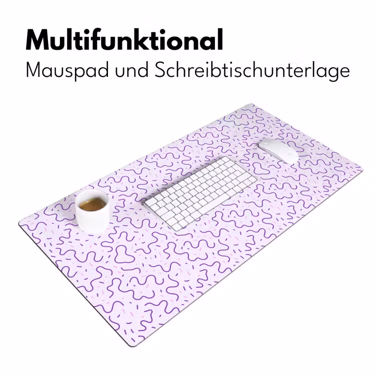 Schreibtischunterlage - Lila – Abstrakt – Memphis – Retro – Sprenkel – Muster — 4