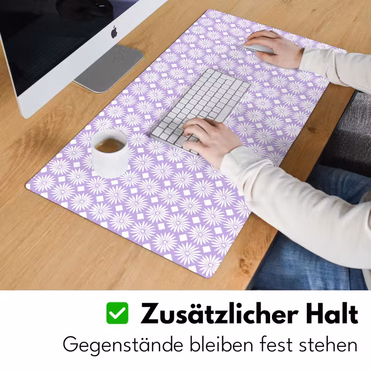 Schreibtischunterlage - Lila – Botanisch – Blumen – Gänseblümchen – Muster — 3
