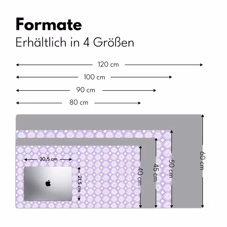 Schreibtischunterlage - Lila – Botanisch – Blumen – Gänseblümchen – Muster — 5