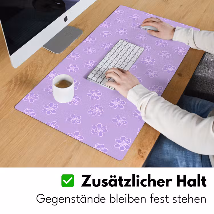 Schreibtischunterlage - Lila – Botanisch – Blumen – Handgezeichnet – Muster — 3