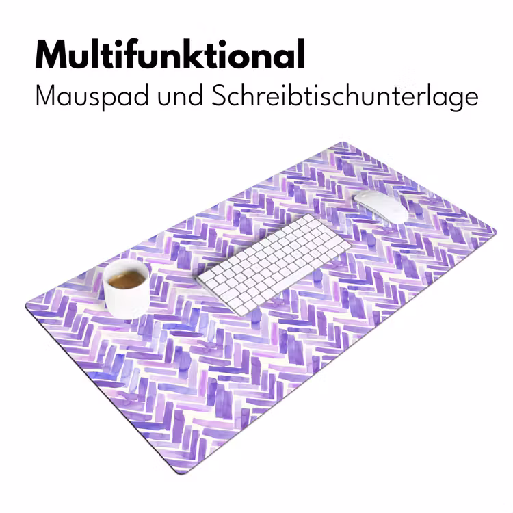 Schreibtischunterlage - Lila – Fischgrätmuster – Aquarell – Pinselstriche – Muster — 4