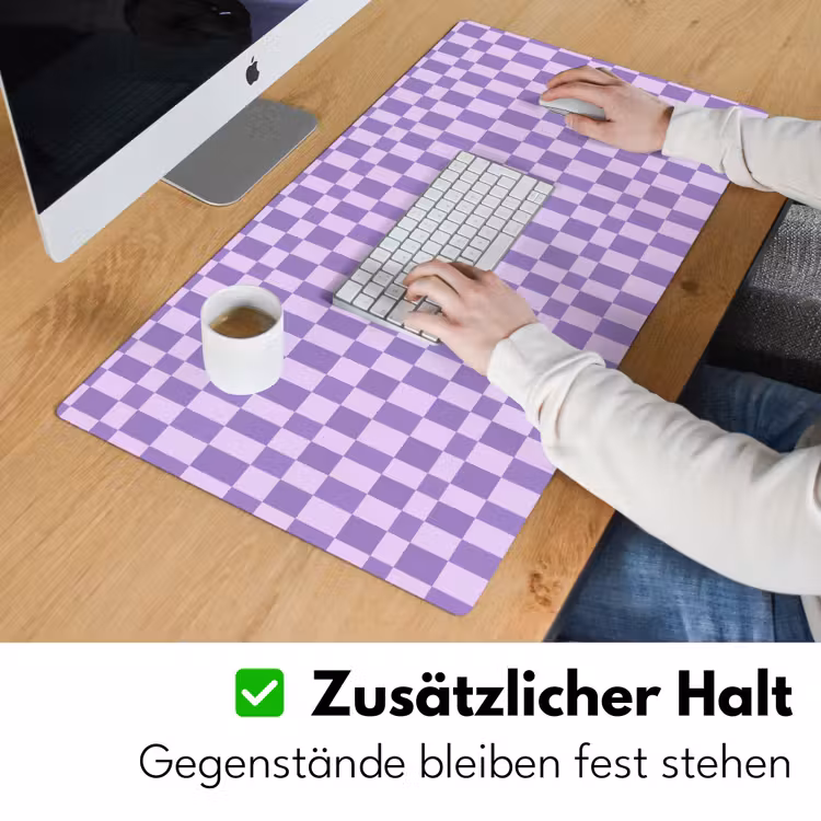 Schreibtischunterlage - Lila – Geometrisch – Schachbrettmuster – Blöcke – Muster — 3