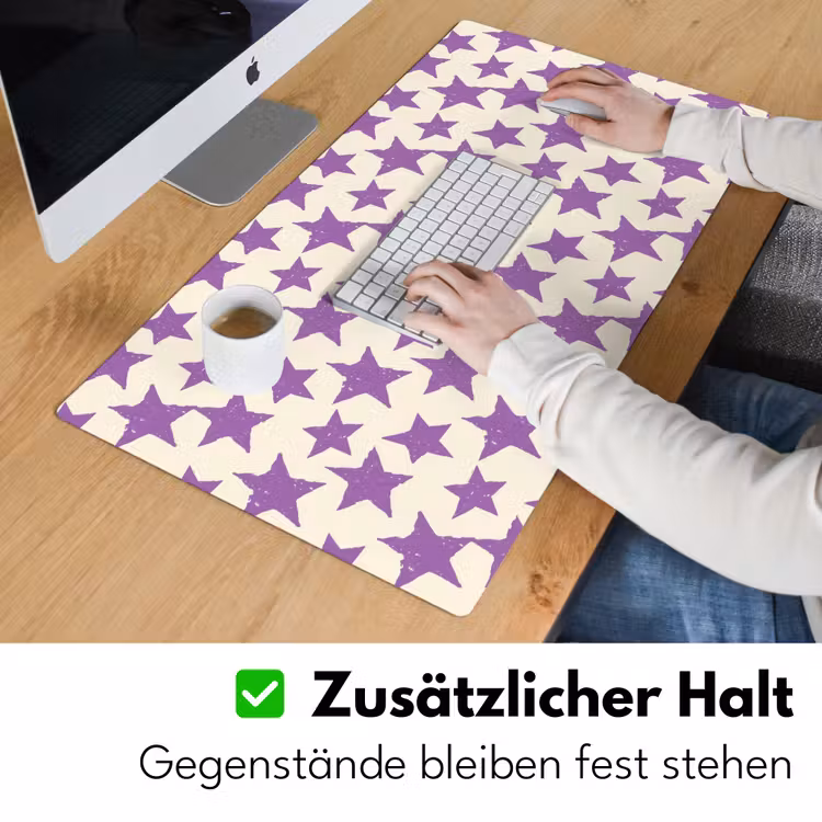 Schreibtischunterlage - Lila – Geometrisch – Sterne – Stempel – Muster — 3