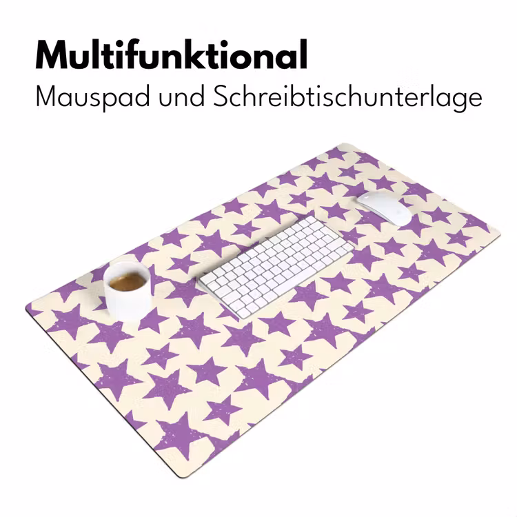 Schreibtischunterlage - Lila – Geometrisch – Sterne – Stempel – Muster — 4
