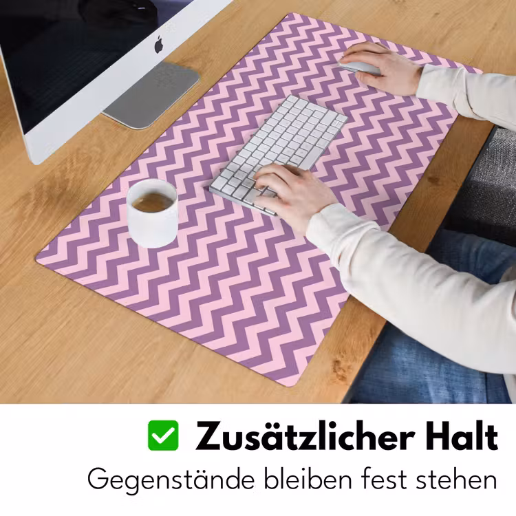 Schreibtischunterlage - Lila – Rosa – Geometrisch – Chevron – Zickzack – Muster — 3