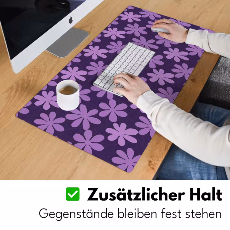 Schreibtischunterlage - Lila – Botanisch – Blumen – Retro – Muster — 3
