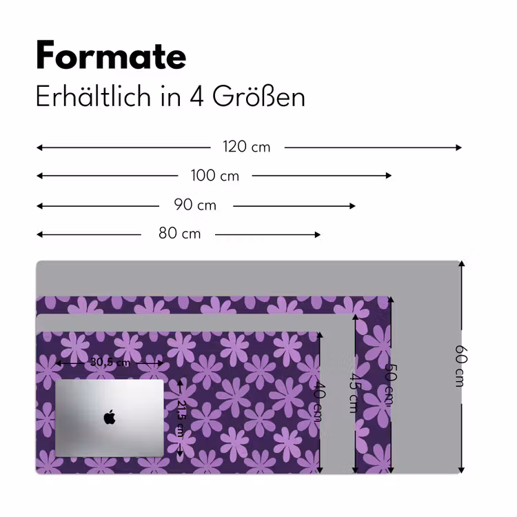 Schreibtischunterlage - Lila – Botanisch – Blumen – Retro – Muster — 5
