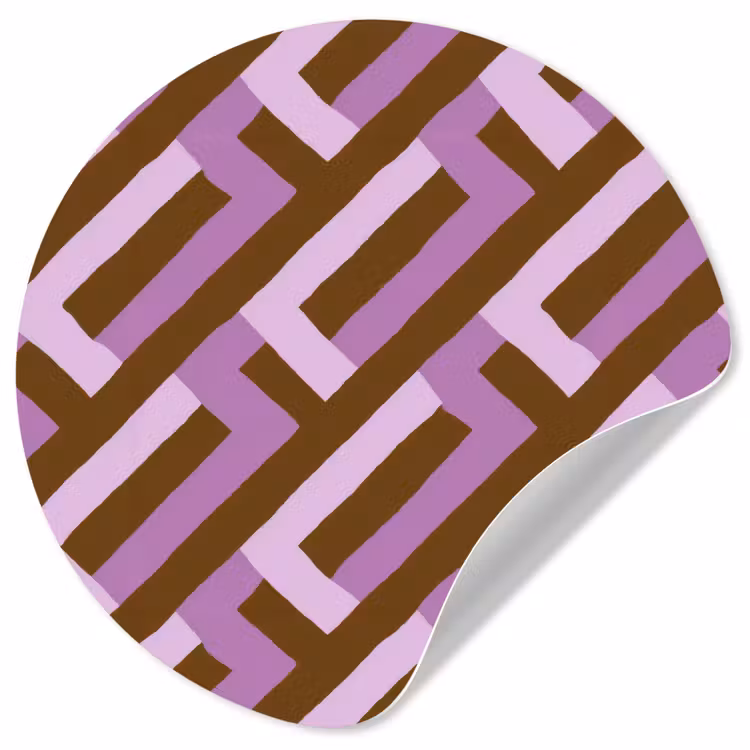 Runde Tapete - Braun – Rosa – Geometrisch – Mäander – Muster — 1