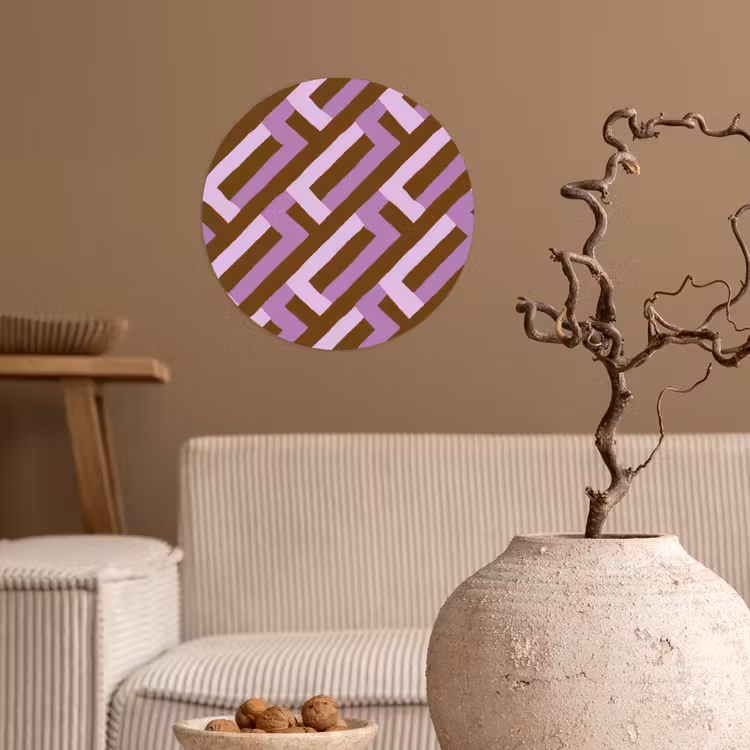 Runde Tapete - Braun – Rosa – Geometrisch – Mäander – Muster — 2