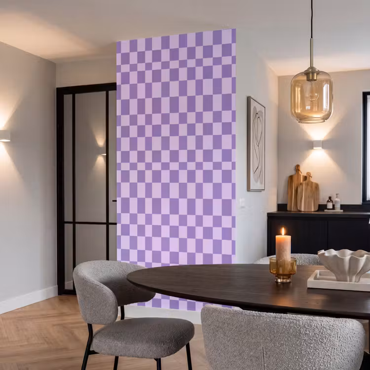 Tapete - Lila – Geometrisch – Schachbrettmuster – Blöcke – Muster — 5