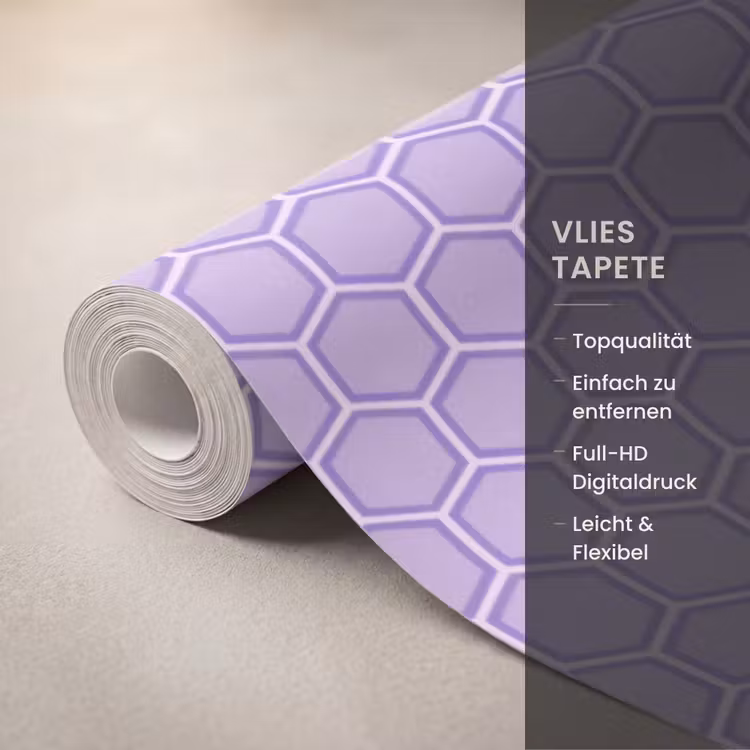 Tapete - Lila – Geometrisch – Wabenmuster – Bienenwabe – Muster — 3