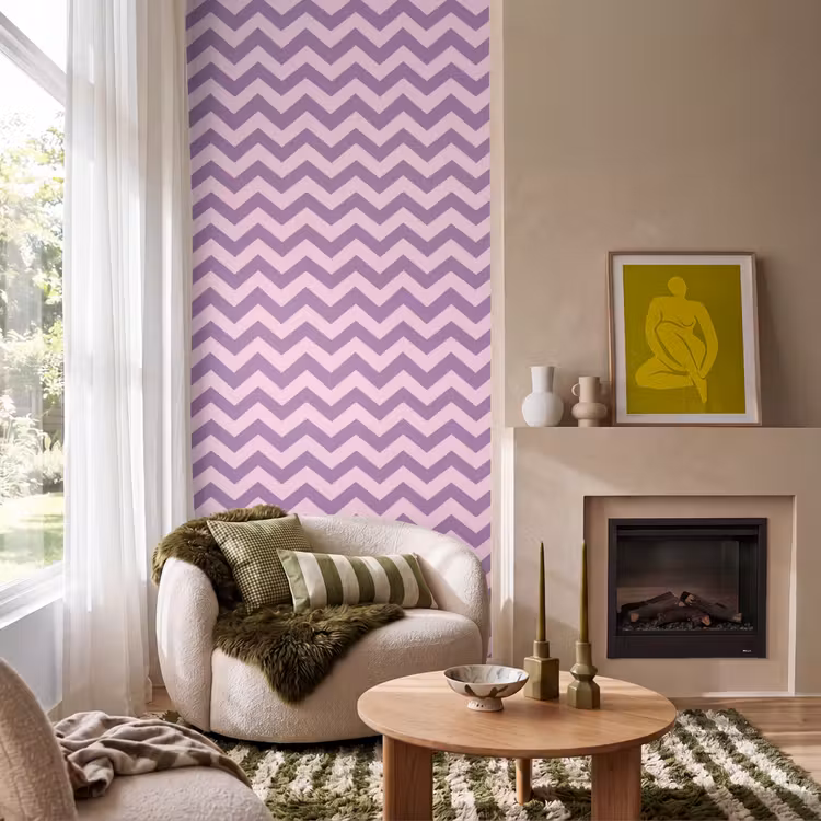 Tapete - Lila – Rosa – Geometrisch – Chevron – Zickzack – Muster — 1