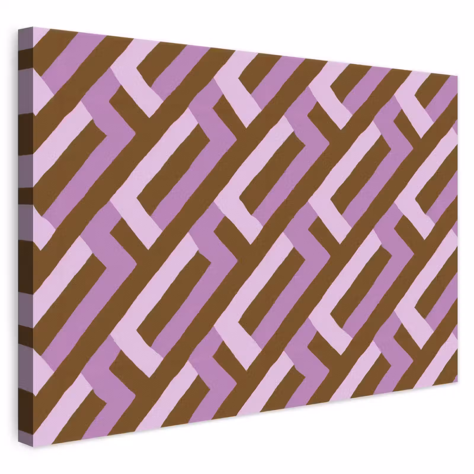 Leinwandbild - Braun – Rosa – Geometrisch – Mäander – Muster — 1